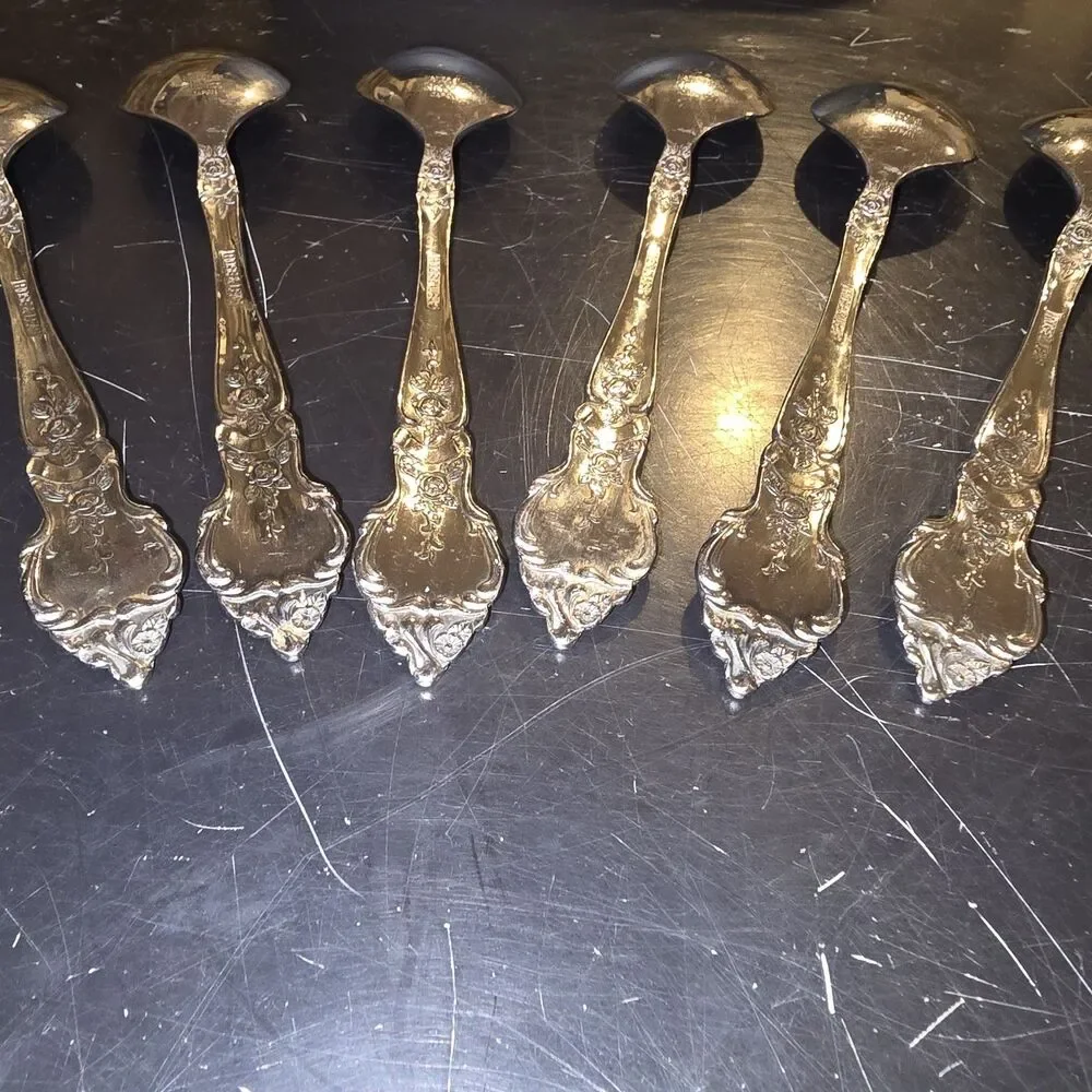 Rose and Leaf Stainless SOUP SPOONS Lot Of 6 Japan